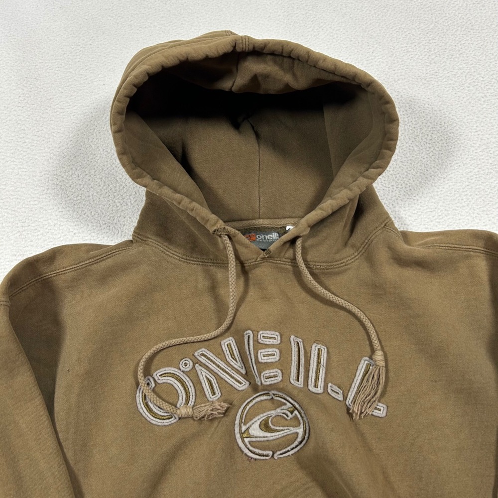 O'Neill Distressed Pullover Hoodie Mens Medium Brown Embroidered Logo Fader